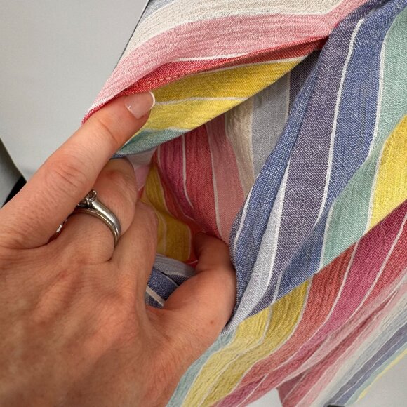 Draper James Midi Dress Womens L NEW Rainbow Striped Preppy Flutter Sleeve RSVP - Picture 5 of 8